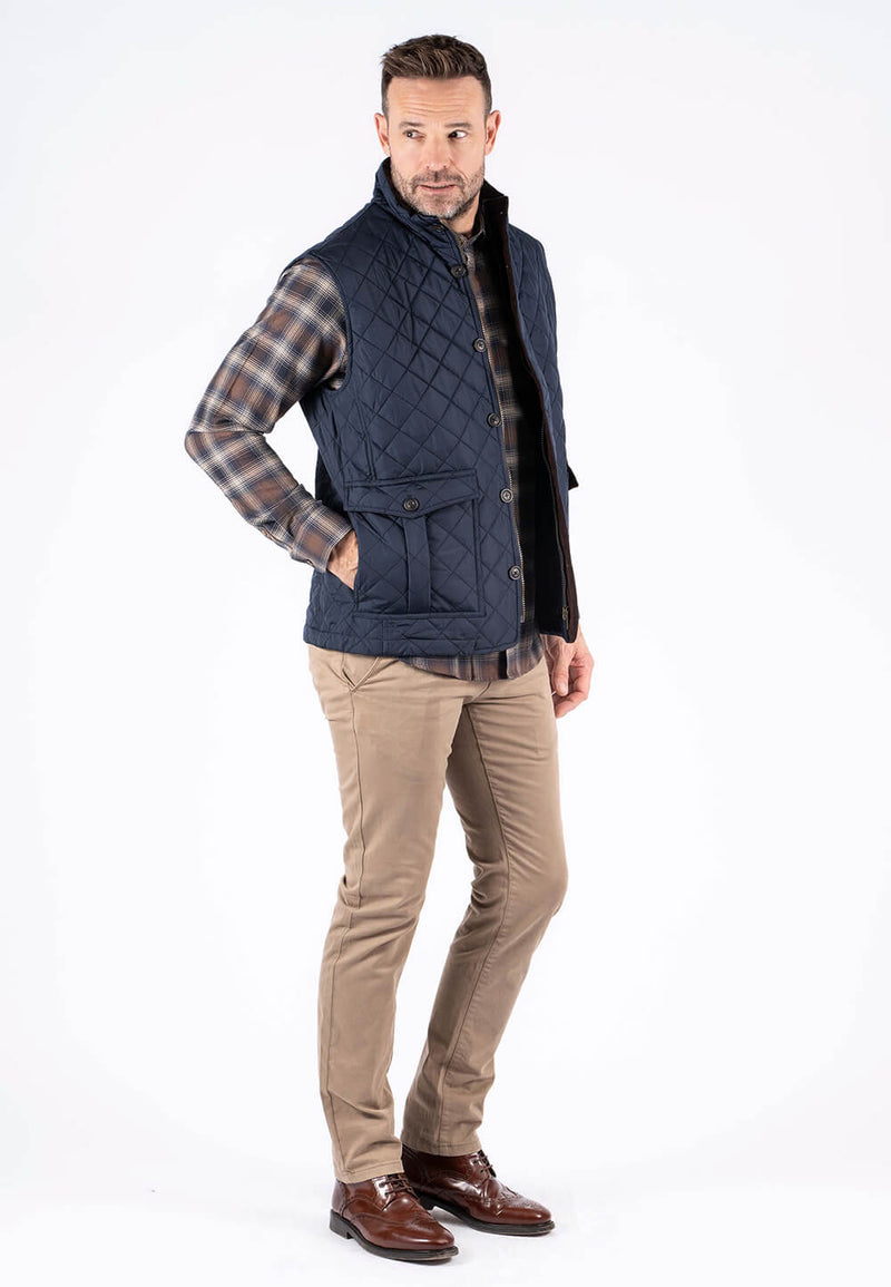 Harald quiltet vest I navy