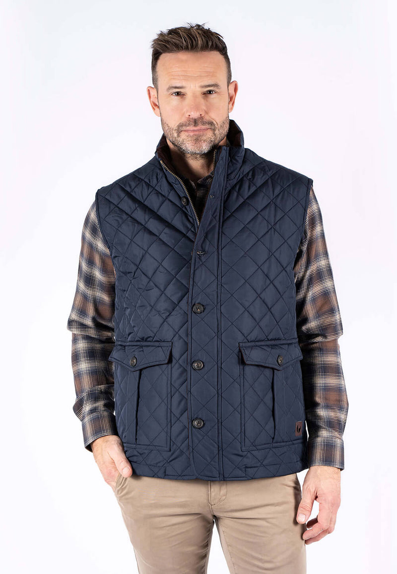 Harald quiltet vest I navy