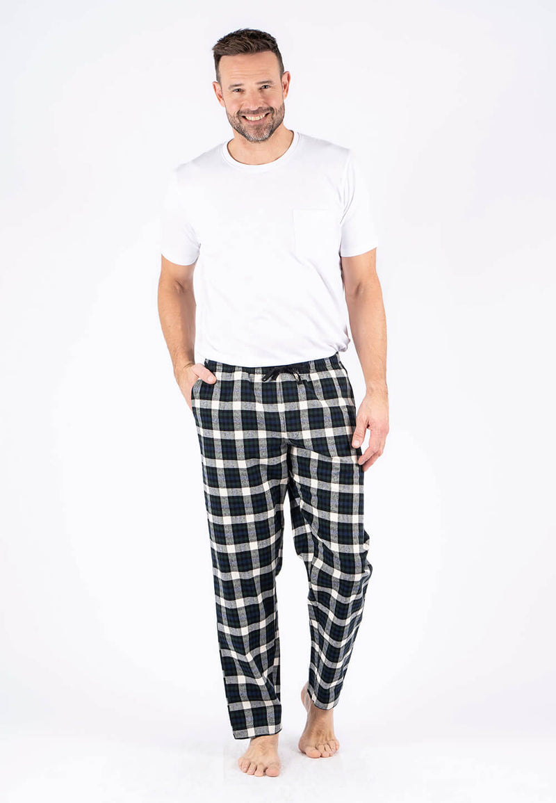 Pyjamas bukser I hvid/grøn tern