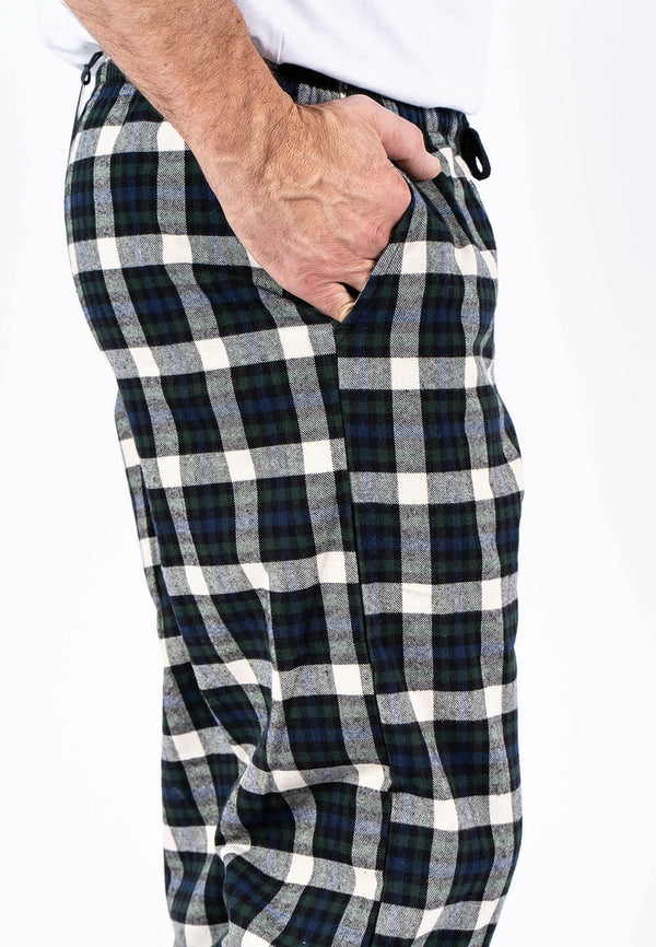 Pyjamas bukser I hvid/grøn tern
