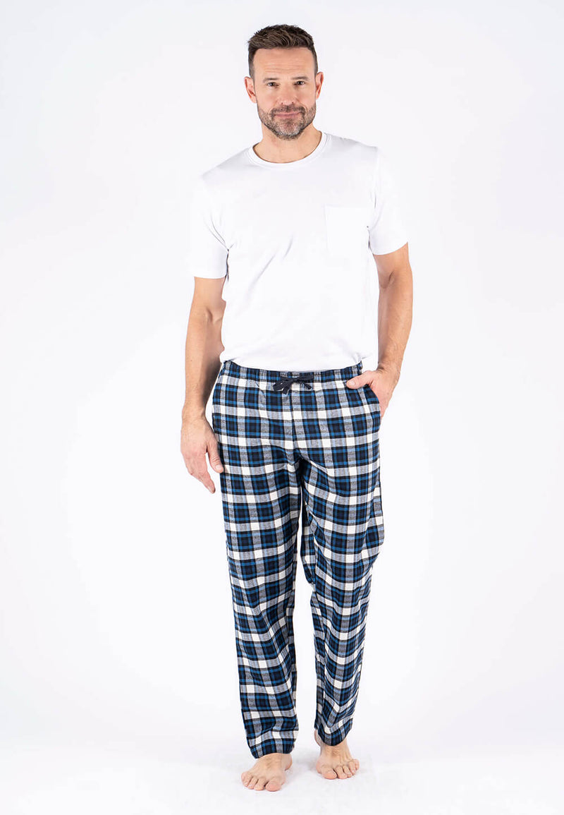 Pyjamas bukser I hvid/blå tern
