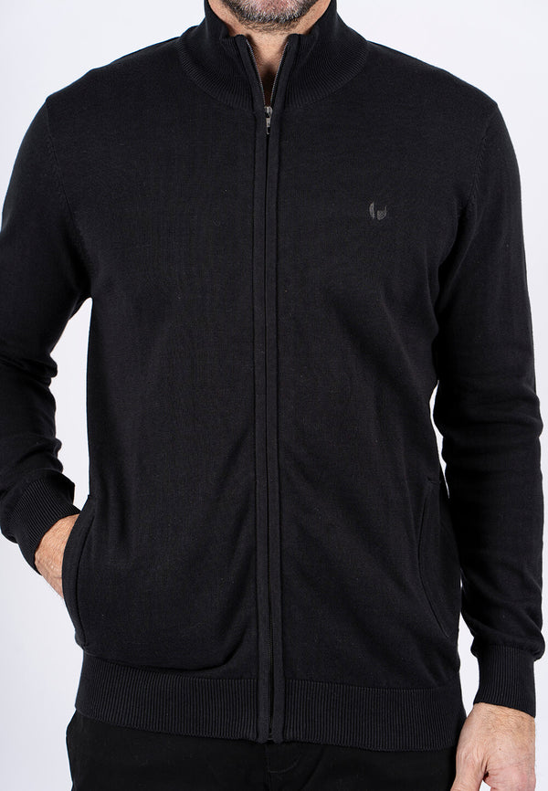 Malcom stik cardigan i sort