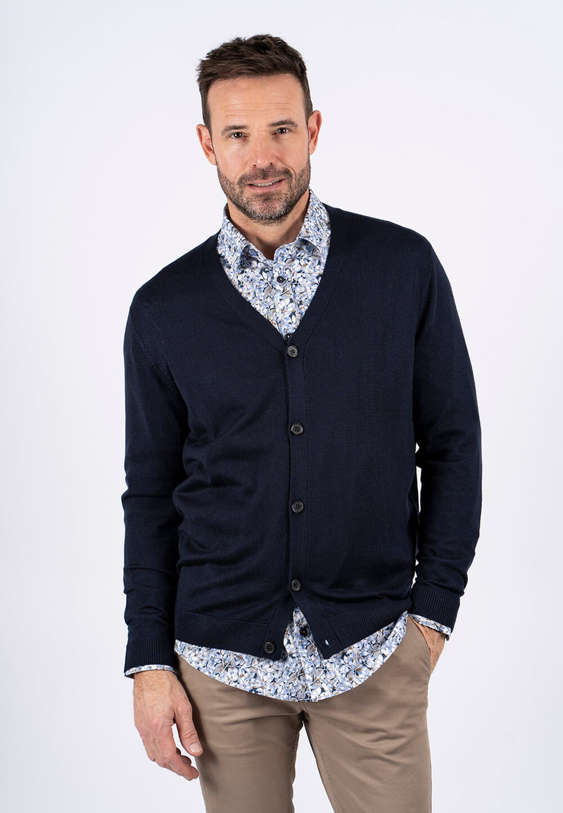 Gordon merinould cardigan I navy