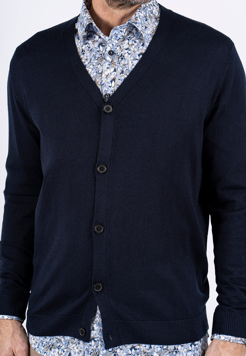 Gordon merinould cardigan I navy