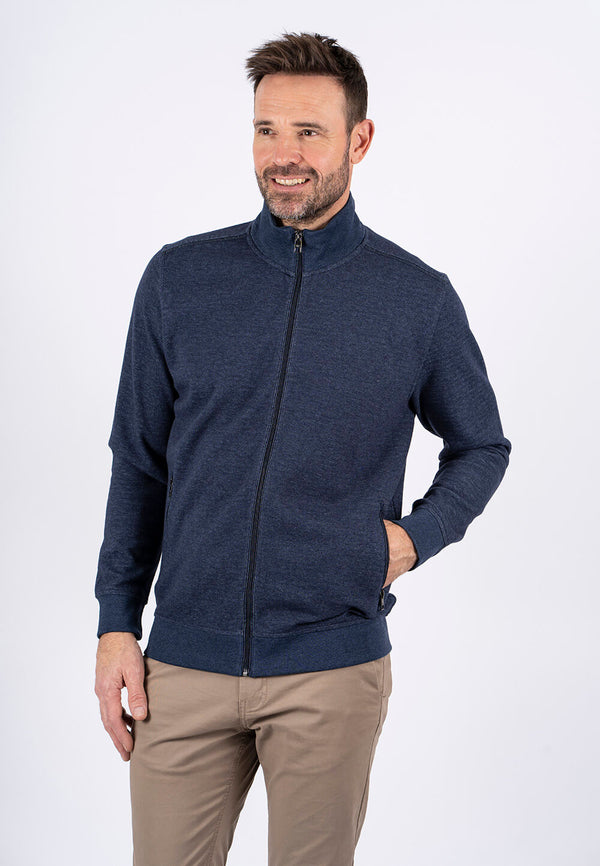 Chest sweat cardigan med lommer i navy