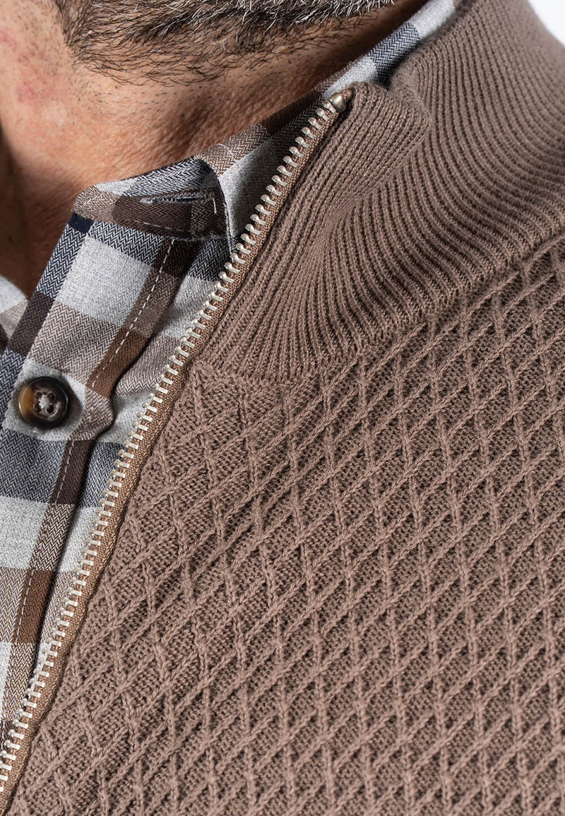 Ludvig stik cardigan med struktur i sand
