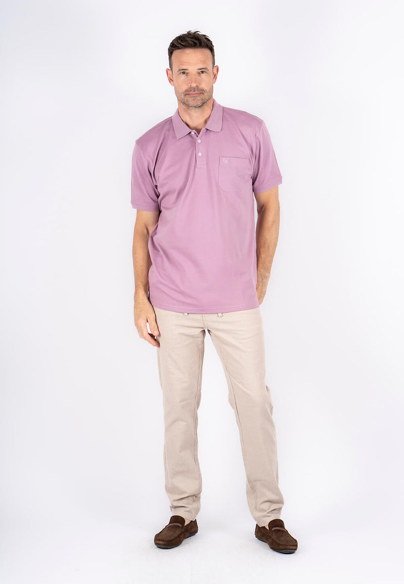 Roger polo med brystlomme i rosa