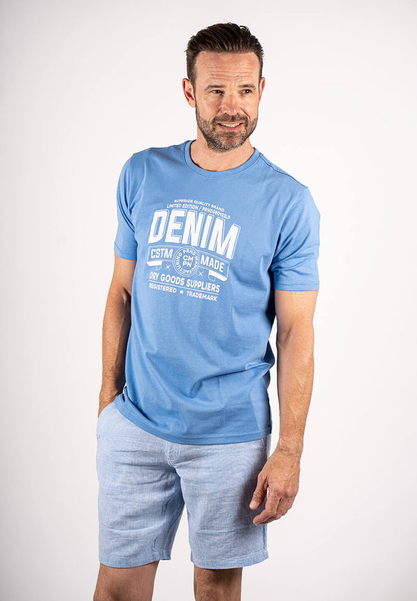 Atlas t-shirt med print I lys blå