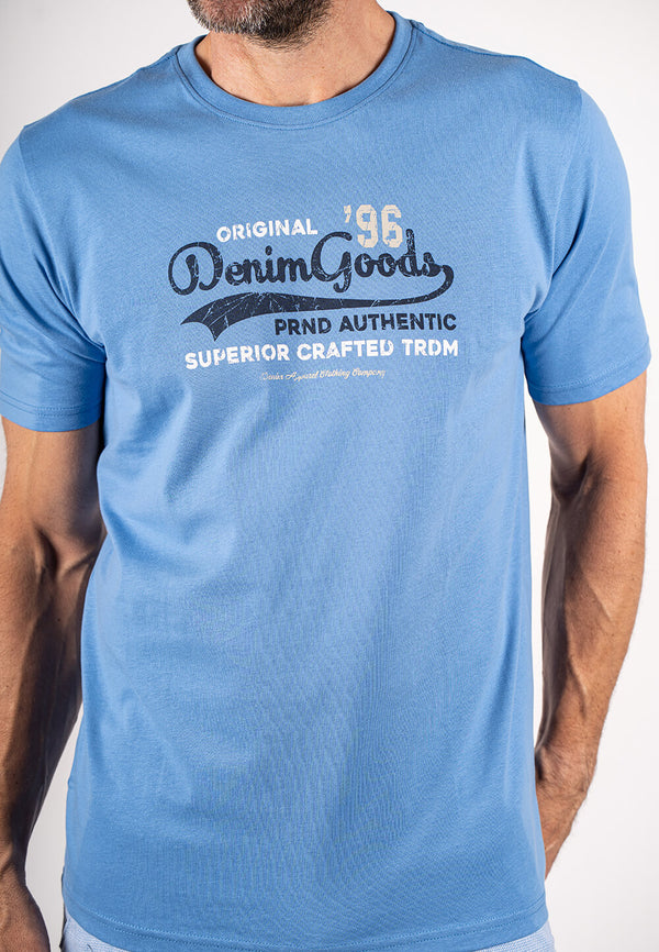 Atwood t-shirt med print I lys blå