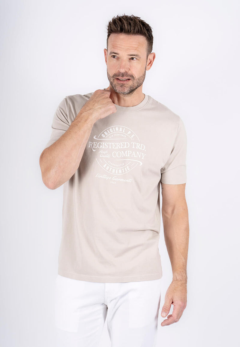 Diablo tee med print - Light sand