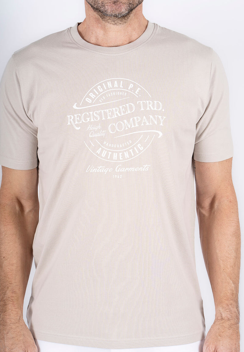 Diablo tee med print - Light sand