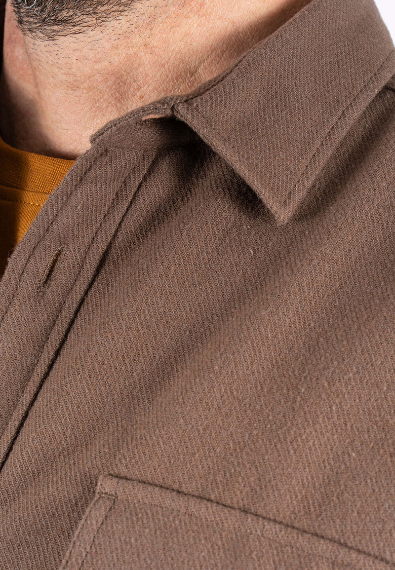 Noland overshirt med foer I brun