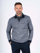 Rai sweat polo, langærmet i navy