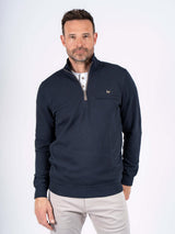 Alf sweat med halfzip I navy