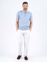 Charly strik polo med tern i lys blå