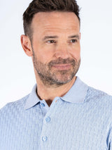 Charly strik polo med tern i lys blå