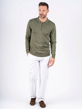 Sydney viscose polo langærmet I army grøn