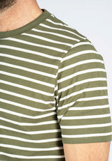 Runner stribet t-shirt I grøn/hvid