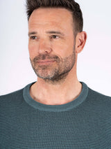 Viggo strik med O-hals i blågrøn