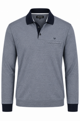 Rai sweat polo, langærmet i navy