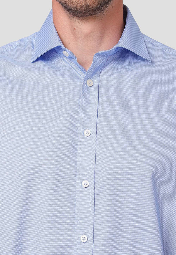 strygefri bomulds skjorte i blå