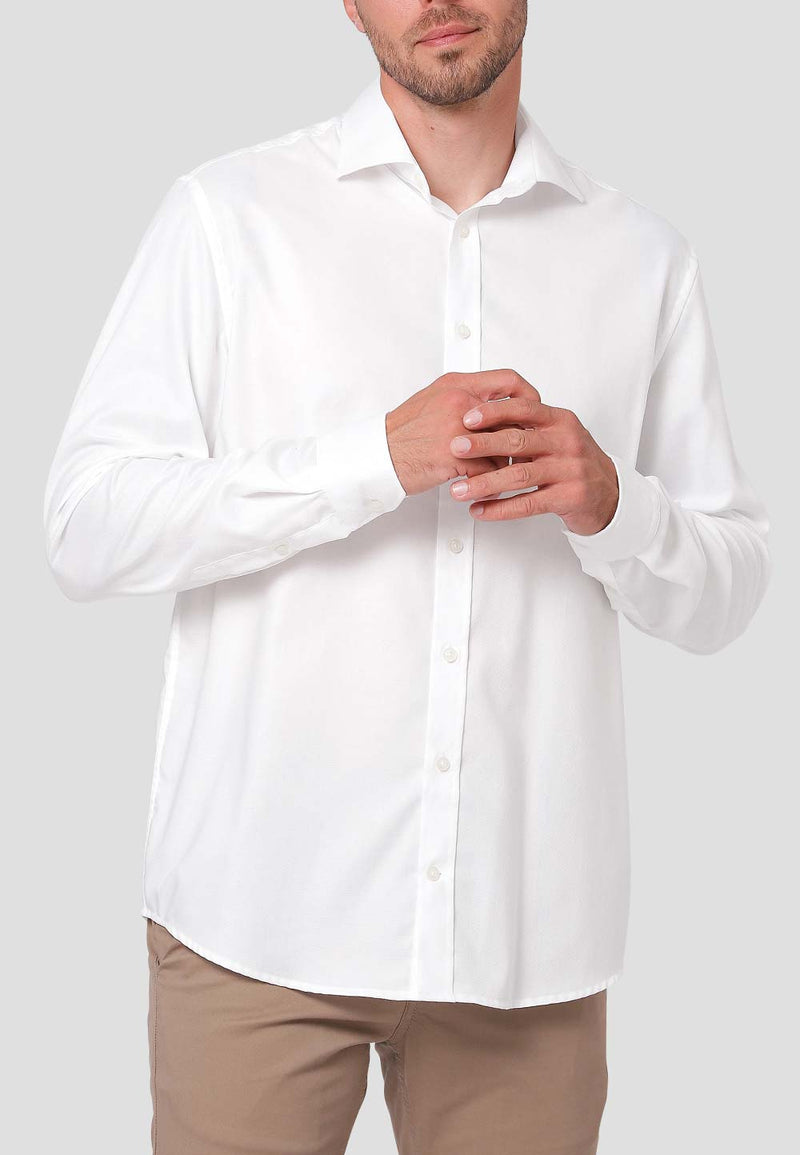 strygefri bomulds skjorte i hvid